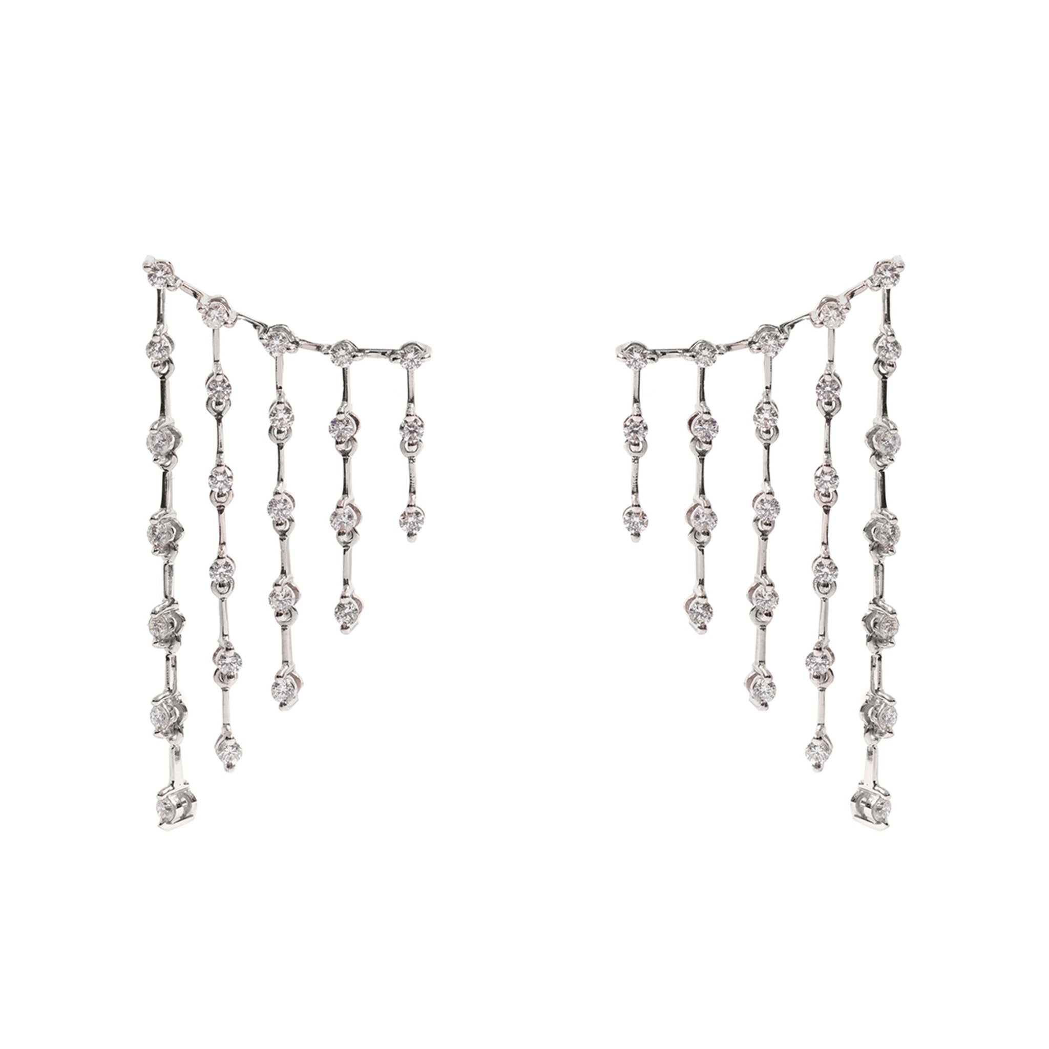 Brinco Diamond Fringe | Ouro Branco 18K e Diamantes - Jack Vartanian - Alta Joalheria