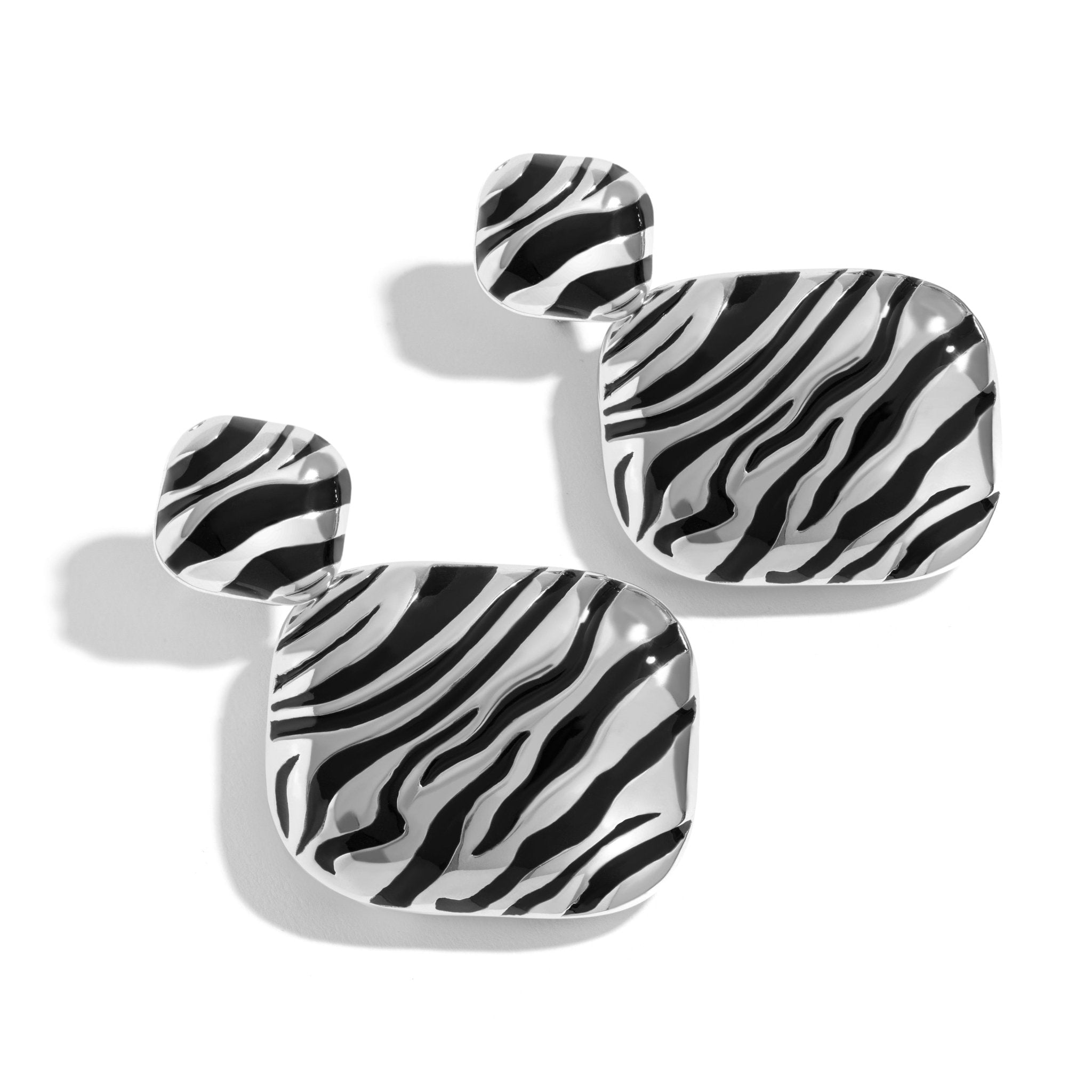 Brinco Duplo Zebra | Prata com Ouro Branco 18k - Jack Vartanian -