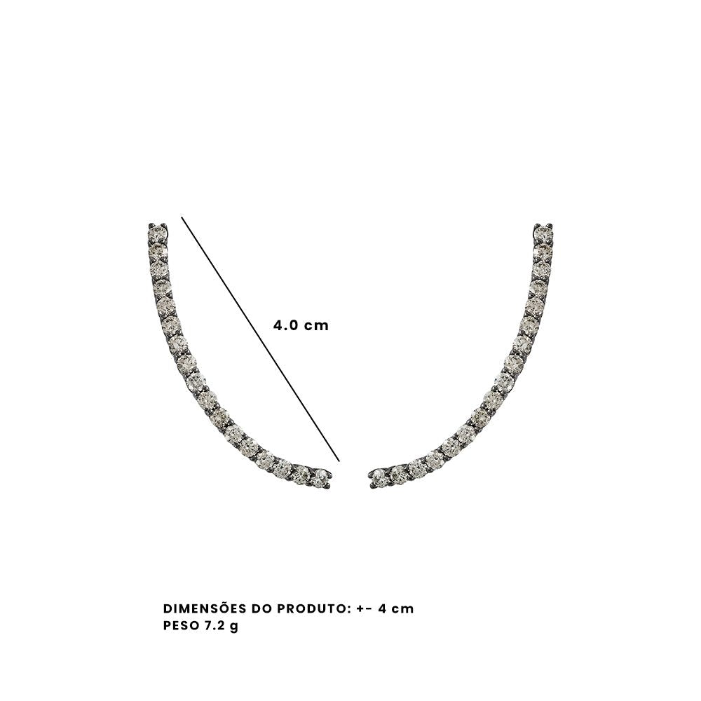 Brinco Ear Cuff Voyeur | Ouro Branco 18K Com Ródio Negro E Diamantes - Jack Vartanian - Ear Cuffs