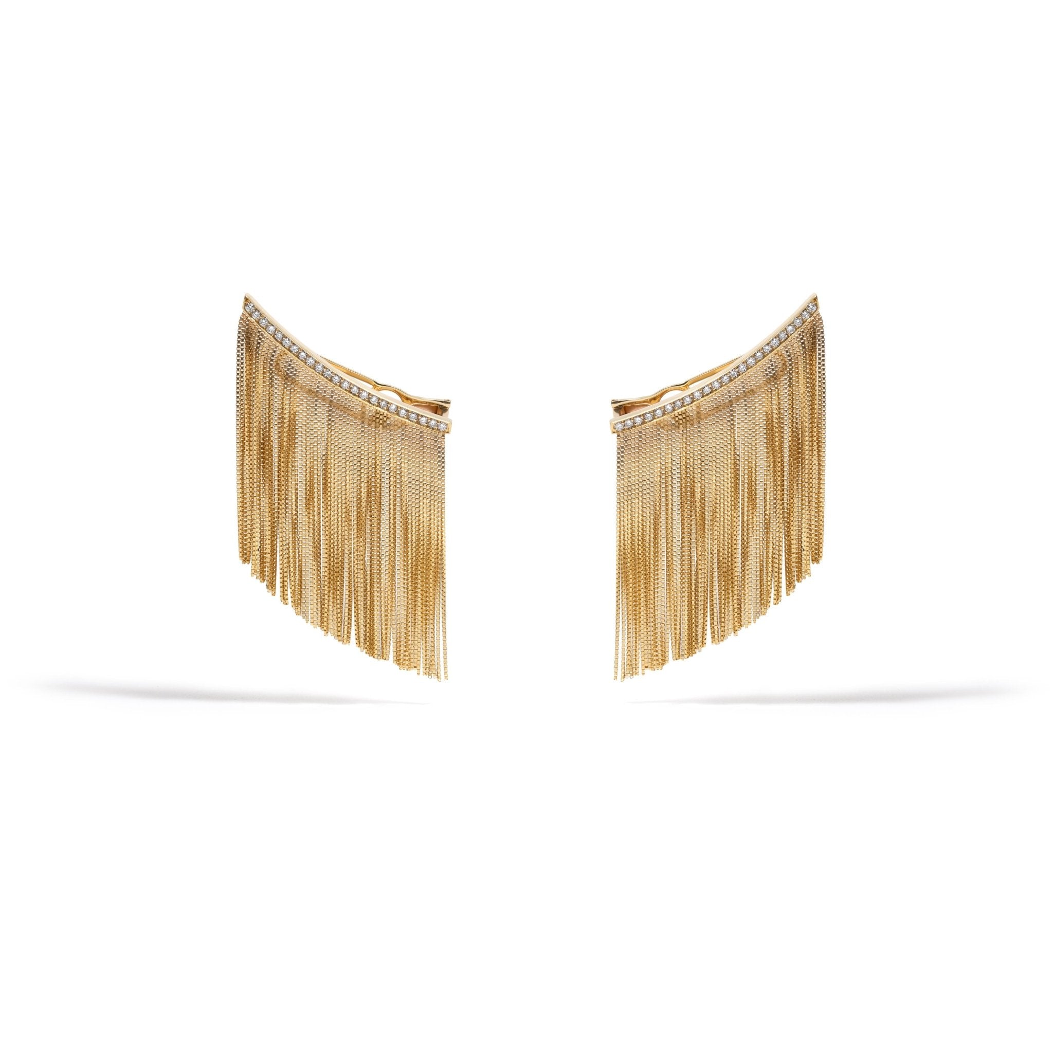 Brinco Power Fringe New Vintage | Ouro Amarelo 18K com Diamantes - Jack Vartanian - Alta Joalheria