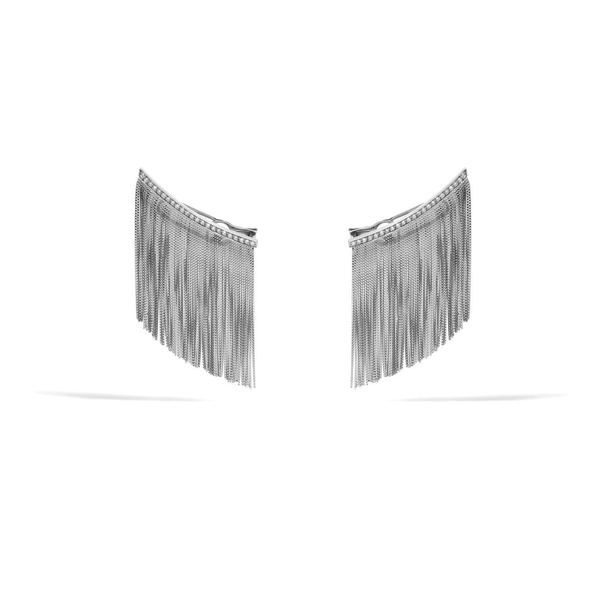 Brinco Power Fringe New Vintage | Ouro Branco 18K com Diamantes - Jack Vartanian - Alta Joalheria