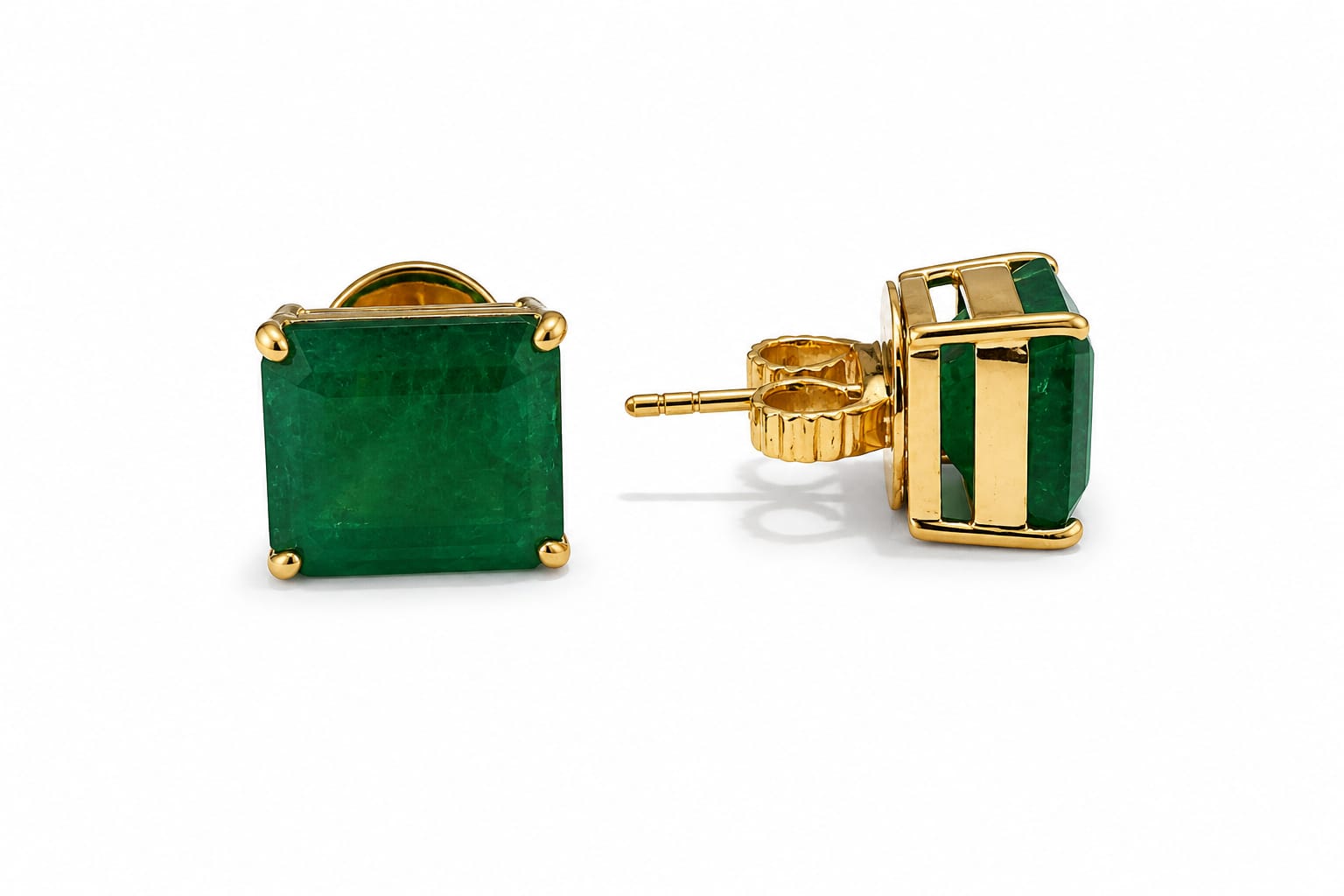 Brinco Solitário Esmeralda | Ouro Amarelo 18K com Esmeralda - Jack Vartanian - Alta Joalheria