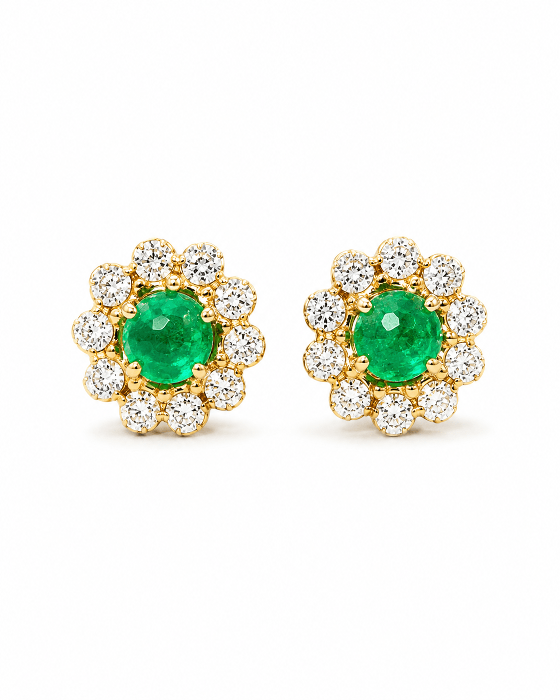 Brinco Tous Les Jours Flor | Ouro Amarelo 18K com Esmeralda e Diamantes - Jack Vartanian - Lobulo