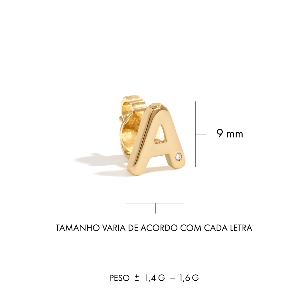Brinco Você - UNITÁRIO | Ouro Amarelo 18K e Diamante - Jack Vartanian - Letras
