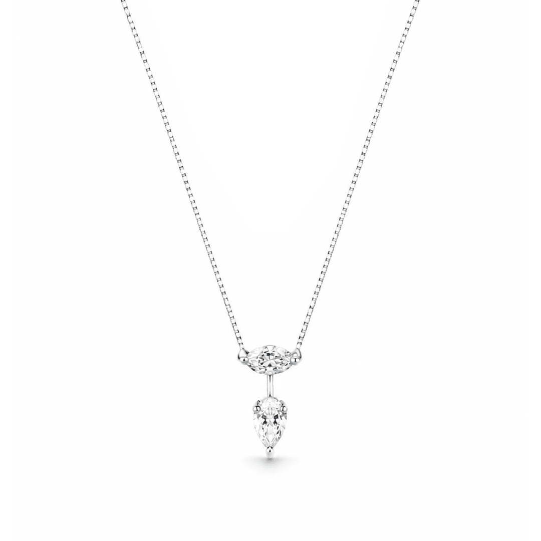 Colar Pura Duo | Ouro Branco 18K com Diamantes - Jack Vartanian - Solitarios