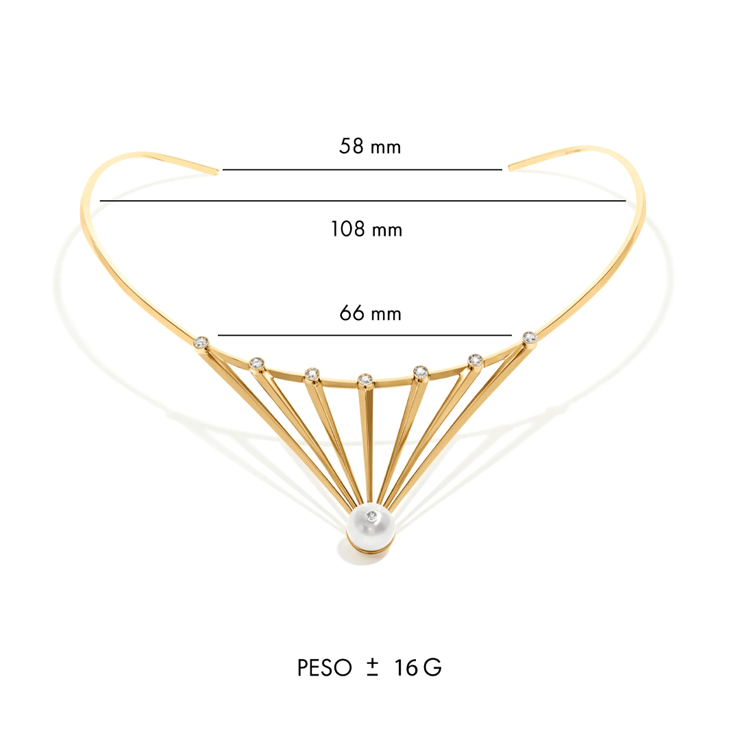 COLAR SHINE | OURO AMARELO 18K COM PÉROLA E DIAMANTES - Jack Vartanian - 
