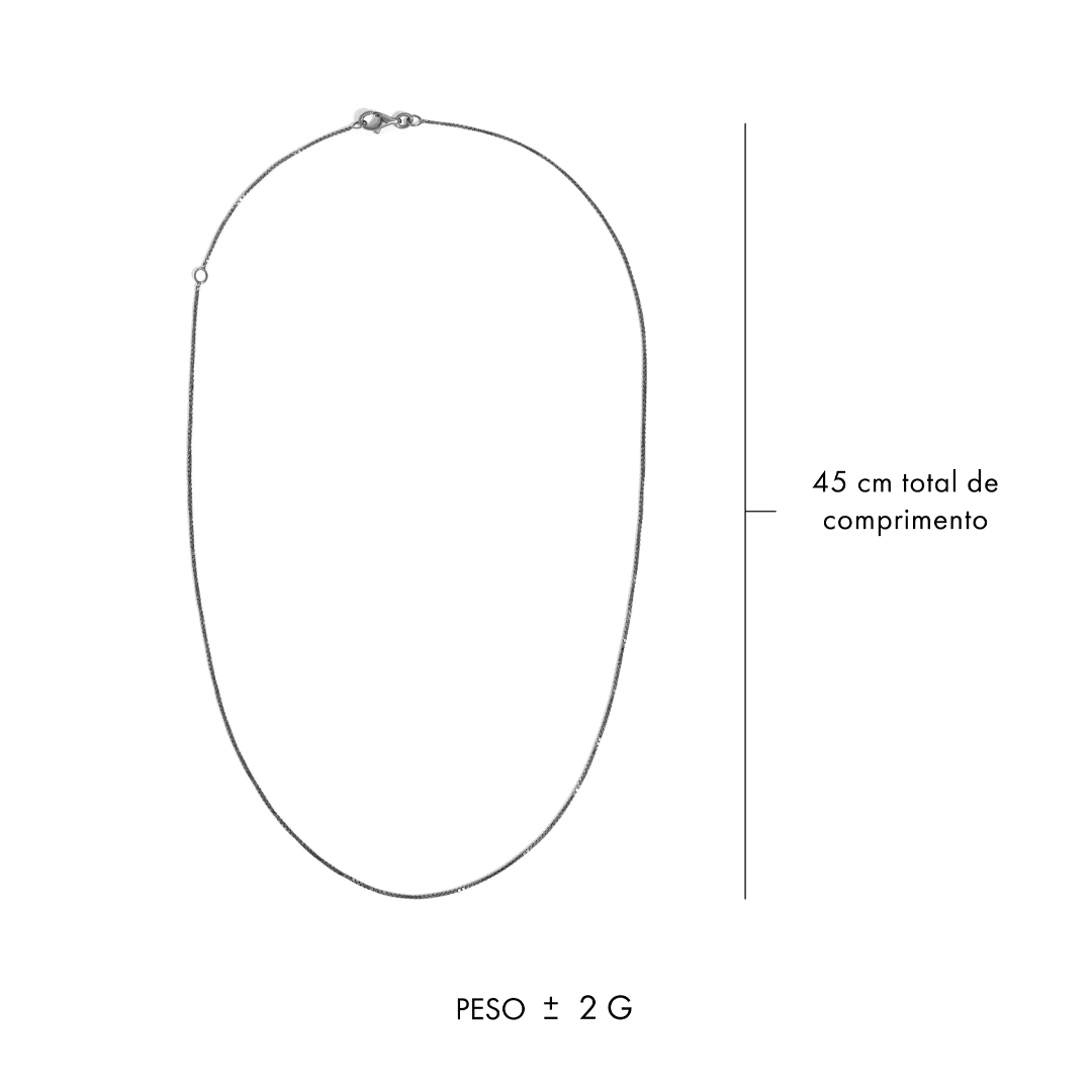 Corrente Você - 45cm | Ouro Branco 18K Com Ródio Negro - Jack Vartanian - Veneziana
