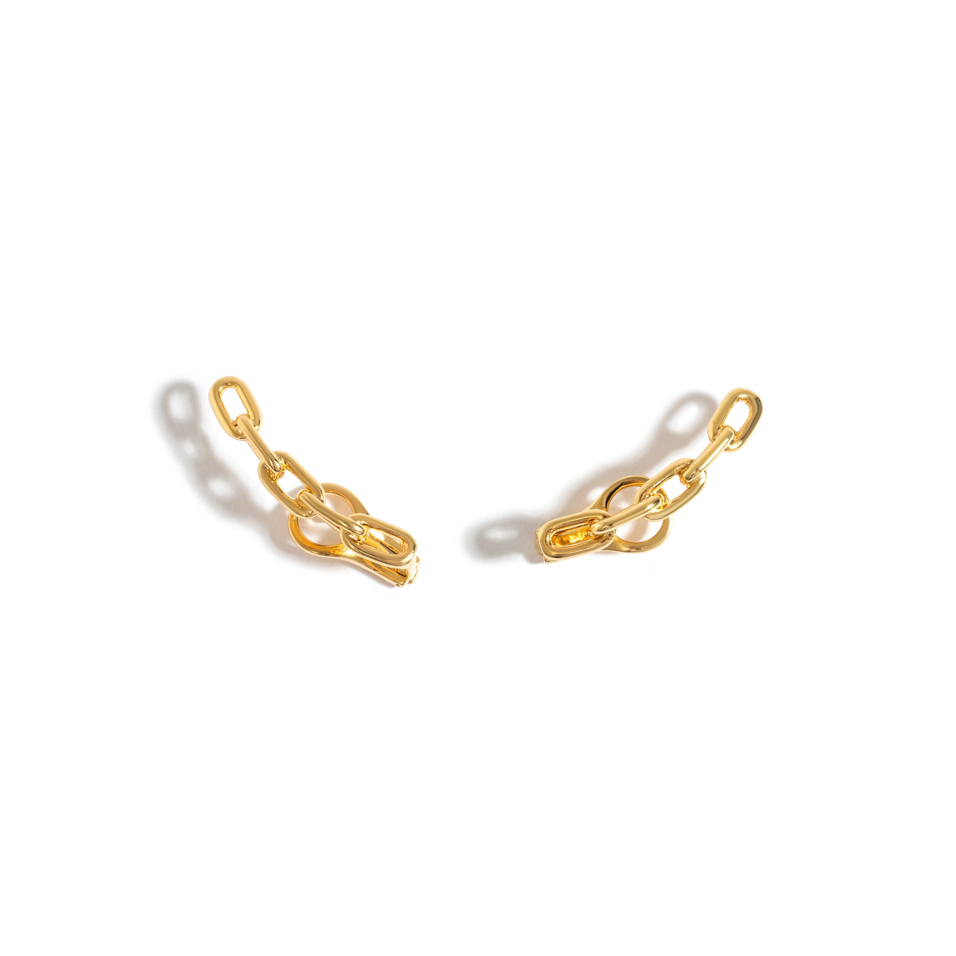 Brinco Ear Cuff Chain | Prata Com Ouro Amarelo 18k