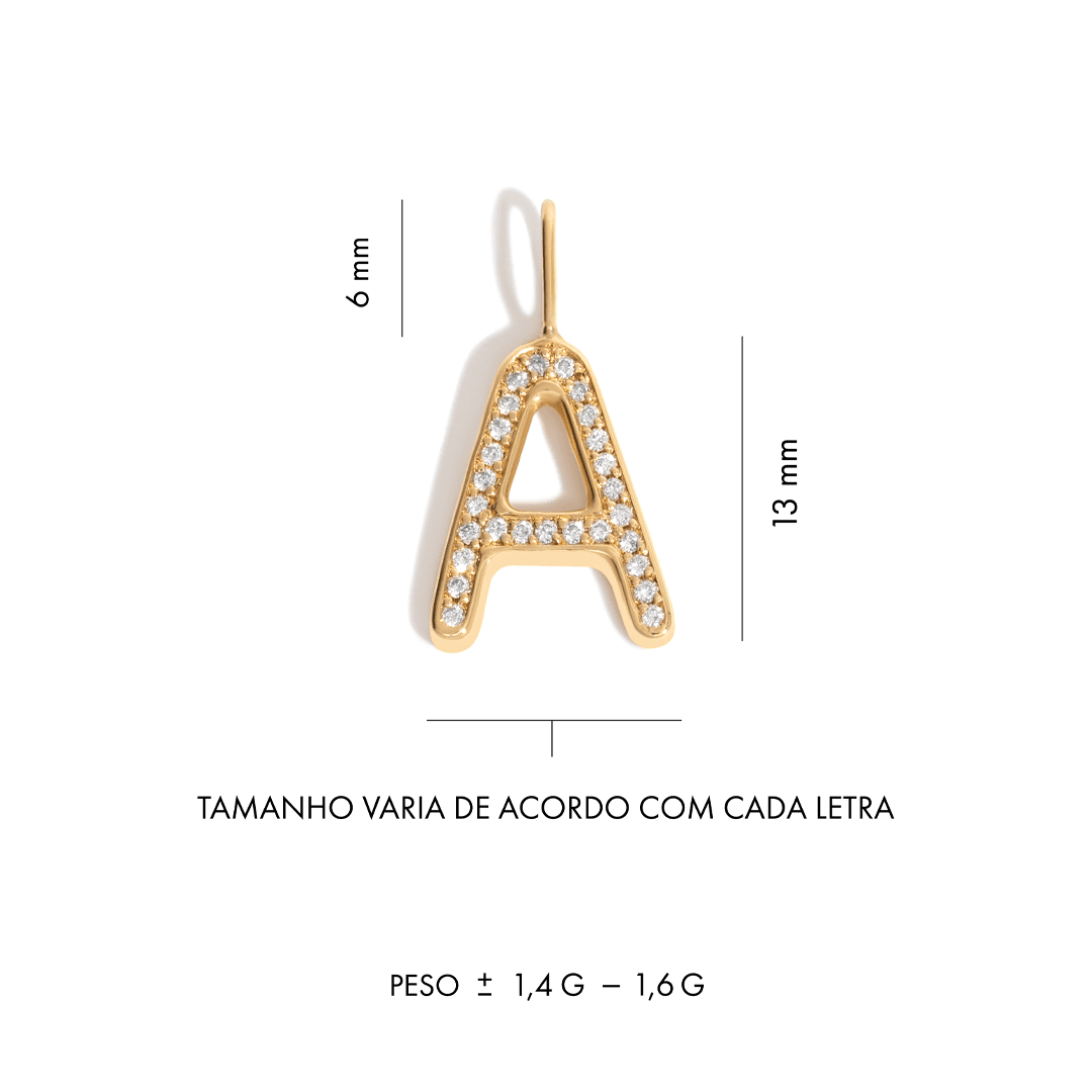 Pingente Você - M | Ouro Amarelo 18K e Diamantes - Jack Vartanian - Letras