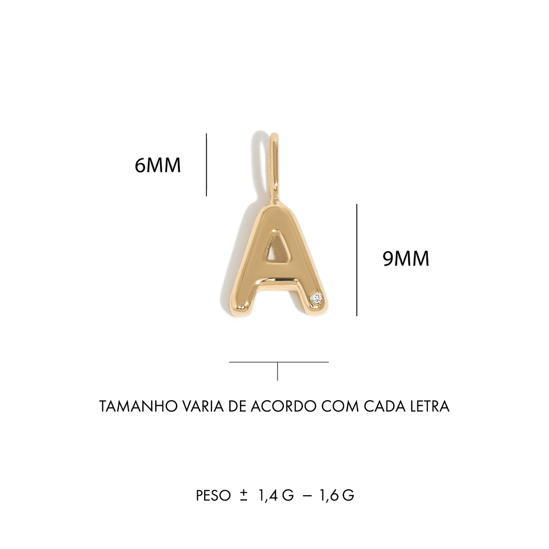 Pingente Você - P | Ouro Amarelo 18K e Diamante - Jack Vartanian - Letras