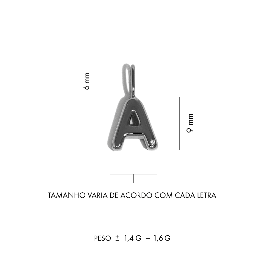 Pingente Você - P | Ouro Branco 18K Com Ródio Negro e Diamante - Jack Vartanian - Letras
