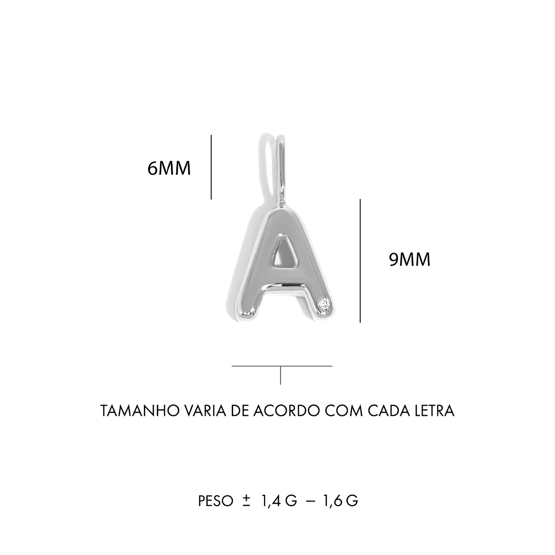 Pingente Você - P | Ouro Branco 18K e Diamante - Jack Vartanian - Letras